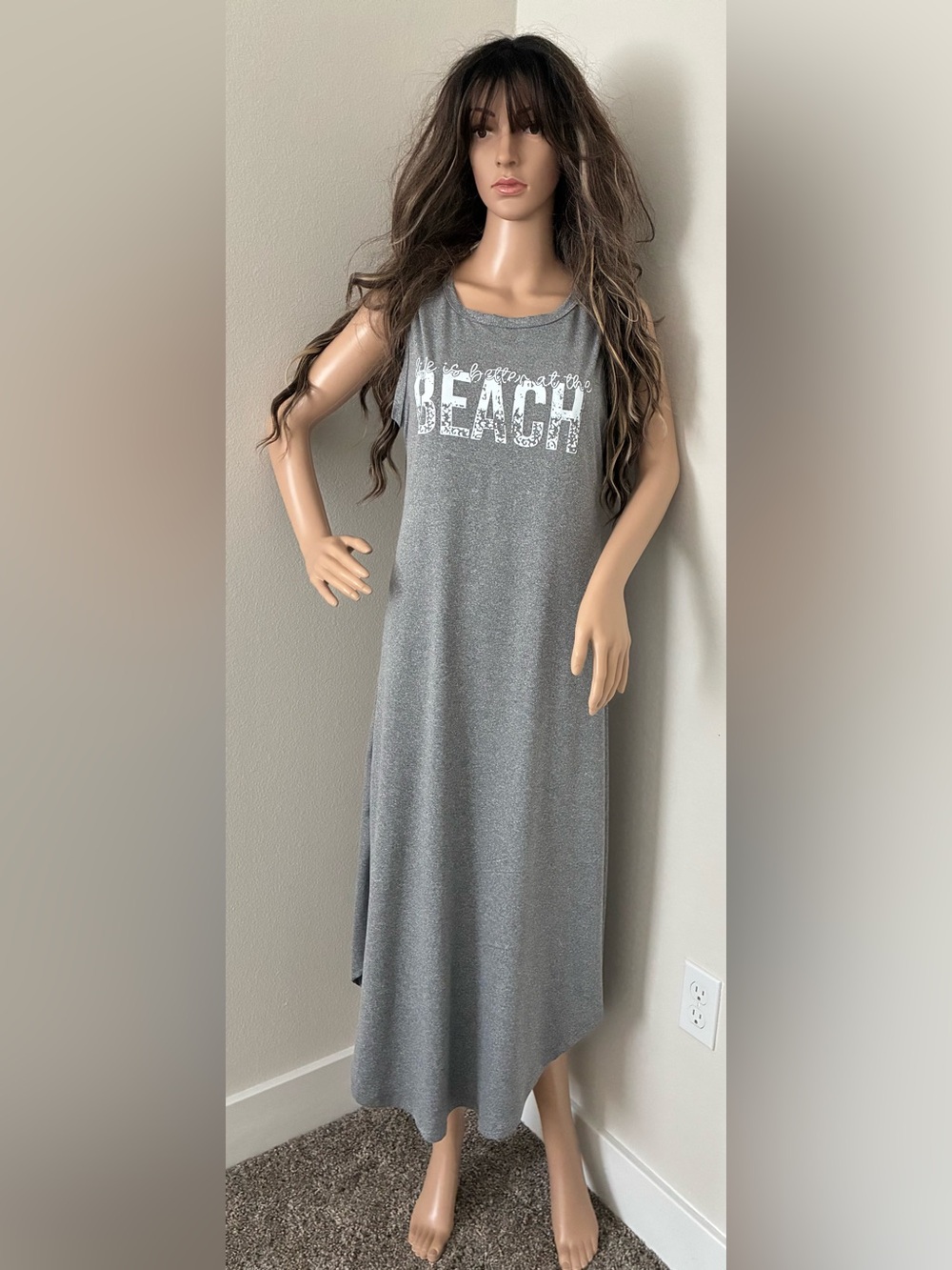SHEIN Gray Maxi Dress Size Large Like New